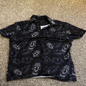 Black Skull Print Men's Shirt
